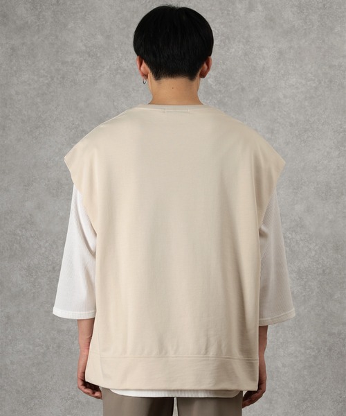 make a ray!(メイク ア レイ!)の「ビッグシルエット リアルレイヤード ベスト×7分袖サーマル/【セットアイテム】(Tシャツ/カットソー・メンズ・ライトブルー/ブラック/ベージュ/ライトパープル/アイボリー・M/L/XL)」の12枚目の写真