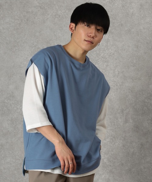 make a ray!(メイク ア レイ!)の「ビッグシルエット リアルレイヤード ベスト×7分袖サーマル/【セットアイテム】(Tシャツ/カットソー・メンズ・ライトブルー/ブラック/ベージュ/ライトパープル/アイボリー・M/L/XL)」の9枚目の写真