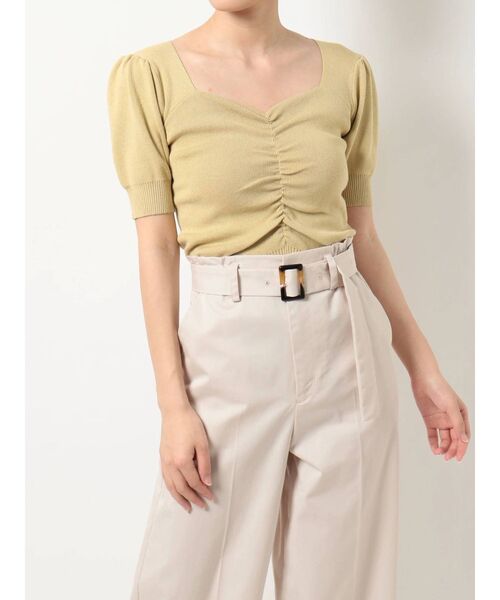 dazzlin(ダズリン)の「ハートマークギャザーニットトップス(ニット/セーター・レディース・ベージュ/ブラウン/オフホワイト/イエロー/ブルー・FREE)」の13枚目の写真