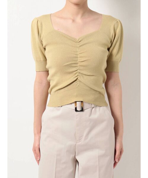 dazzlin(ダズリン)の「ハートマークギャザーニットトップス(ニット/セーター・レディース・ベージュ/ブラウン/オフホワイト/イエロー/ブルー・FREE)」の11枚目の写真