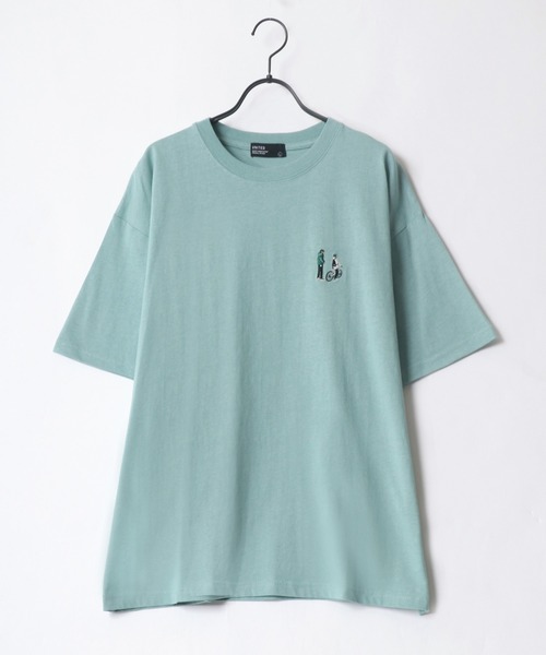 Lazar(ラザル)の「Couple Bicycle Walk ワンポイント 刺繍 ビッグシルエット Tシャツ(Tシャツ/カットソー・メンズ・ホワイト/ブラック/ベージュ/ブルー/グリーン/ミント/ホワイト系その他/ブルーグリーン・LL/M/L)」の14枚目の写真