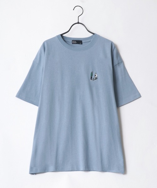 Lazar(ラザル)の「Couple Bicycle Walk ワンポイント 刺繍 ビッグシルエット Tシャツ(Tシャツ/カットソー・メンズ・ホワイト/ブラック/ベージュ/ブルー/グリーン/ミント/ホワイト系その他/ブルーグリーン・LL/M/L)」の15枚目の写真