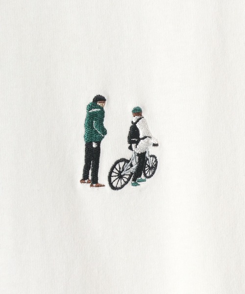 Lazar(ラザル)の「Couple Bicycle Walk ワンポイント 刺繍 ビッグシルエット Tシャツ(Tシャツ/カットソー・メンズ・ホワイト/ブラック/ベージュ/ブルー/グリーン/ミント/ホワイト系その他/ブルーグリーン・LL/M/L)」の20枚目の写真