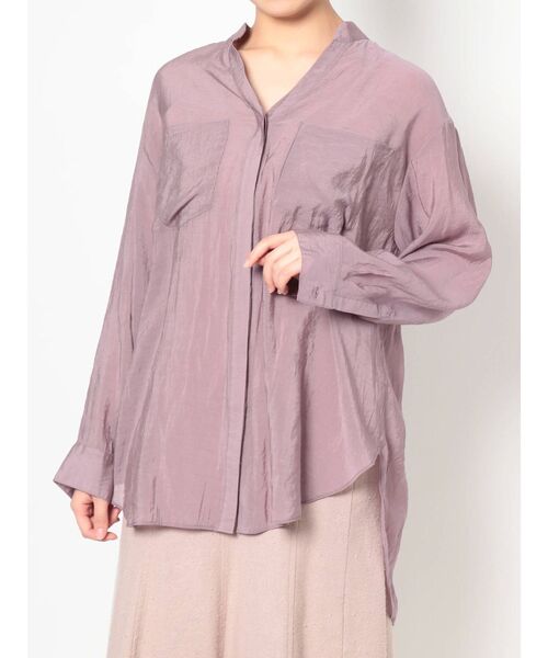 MERCURYDUO(マーキュリーデュオ)の「バックオープンリボンシャツ(シャツ/ブラウス・レディース・オフホワイト/ラベンダー/カーキ・FREE)」の1枚目の写真