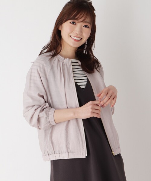 pink adobe（ピンクアドベ）の「◆【M-LL】ギャザーネック ブルゾン（ブルゾン・レディース・ライトグレー/チャコールグレー/オリーブ・38/40/42）」の2枚目の写真