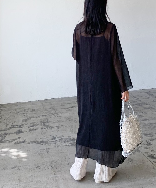 LIAN(リアン)の「楊柳シフォンワンピース&サテンキャミワンピースセット(ワンピース・レディース・ピンクベージュ/ブルー/アイボリー/ブラック・FREE)」の14枚目の写真