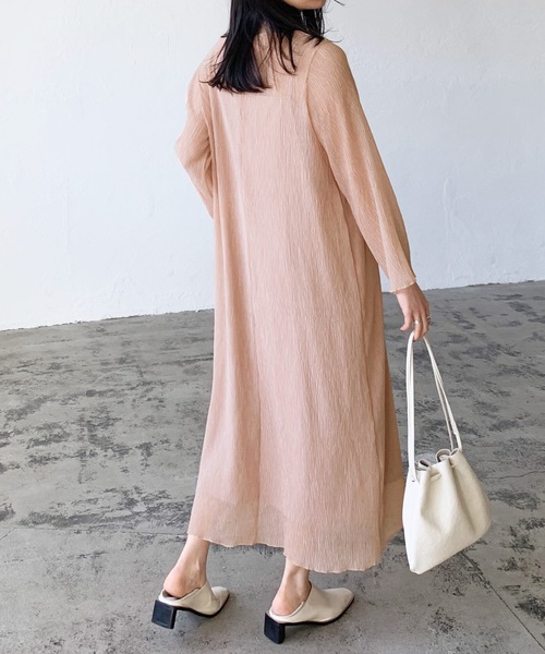 LIAN(リアン)の「楊柳シフォンワンピース&サテンキャミワンピースセット(ワンピース・レディース・ピンクベージュ/ブルー/アイボリー/ブラック・FREE)」の21枚目の写真