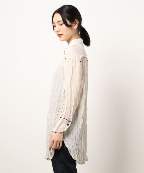⭐︎超美品⭐︎minimal sheerシャツ IRADOWL ブラウス シャツ ベーシックデザインミニ丈シアーシャツ