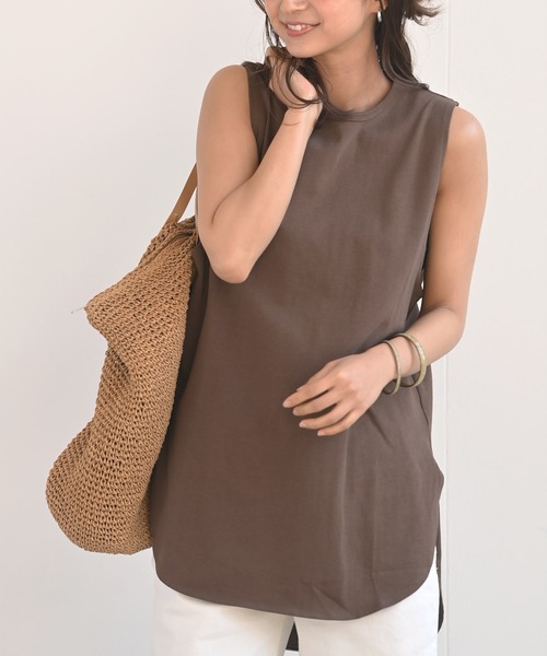 rps(アールピーエス)の「ラウンドヘムノースリーブTee(Tシャツ/カットソー・レディース・パープル/オフホワイト/ブラック/グレイッシュベージュ/ブラウン/チャコールグレー・M)」の5枚目の写真