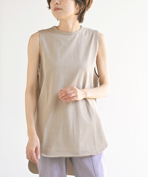 rps(アールピーエス)の「ラウンドヘムノースリーブTee(Tシャツ/カットソー・レディース・パープル/オフホワイト/ブラック/グレイッシュベージュ/ブラウン/チャコールグレー・M)」の6枚目の写真