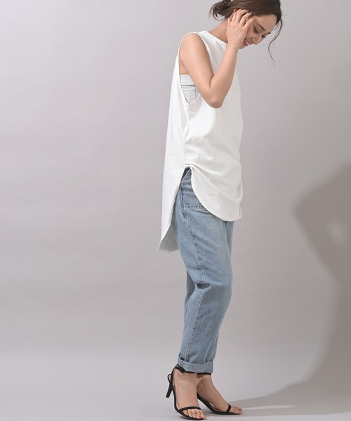 rps(アールピーエス)の「ラウンドヘムノースリーブTee(Tシャツ/カットソー・レディース・パープル/オフホワイト/ブラック/グレイッシュベージュ/ブラウン/チャコールグレー・M)」の7枚目の写真