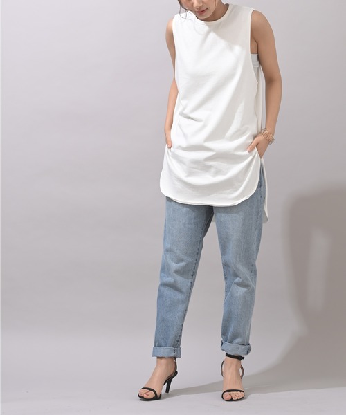 rps(アールピーエス)の「ラウンドヘムノースリーブTee(Tシャツ/カットソー・レディース・パープル/オフホワイト/ブラック/グレイッシュベージュ/ブラウン/チャコールグレー・M)」の14枚目の写真