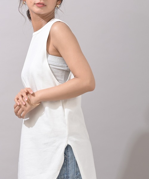 rps(アールピーエス)の「ラウンドヘムノースリーブTee(Tシャツ/カットソー・レディース・パープル/オフホワイト/ブラック/グレイッシュベージュ/ブラウン/チャコールグレー・M)」の21枚目の写真