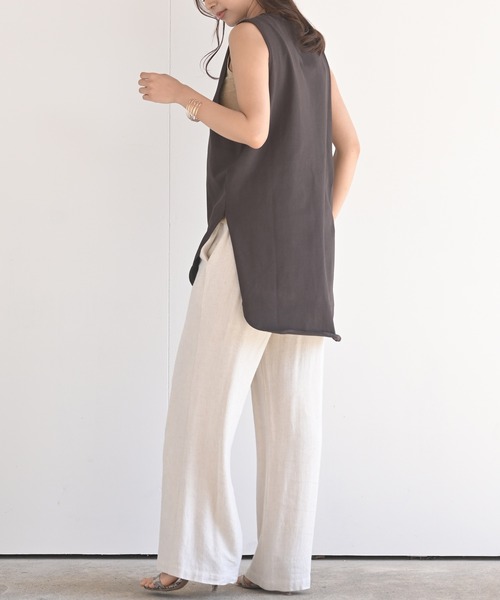 rps(アールピーエス)の「ラウンドヘムノースリーブTee(Tシャツ/カットソー・レディース・パープル/オフホワイト/ブラック/グレイッシュベージュ/ブラウン/チャコールグレー・M)」の15枚目の写真