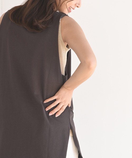 rps(アールピーエス)の「ラウンドヘムノースリーブTee(Tシャツ/カットソー・レディース・パープル/オフホワイト/ブラック/グレイッシュベージュ/ブラウン/チャコールグレー・M)」の22枚目の写真