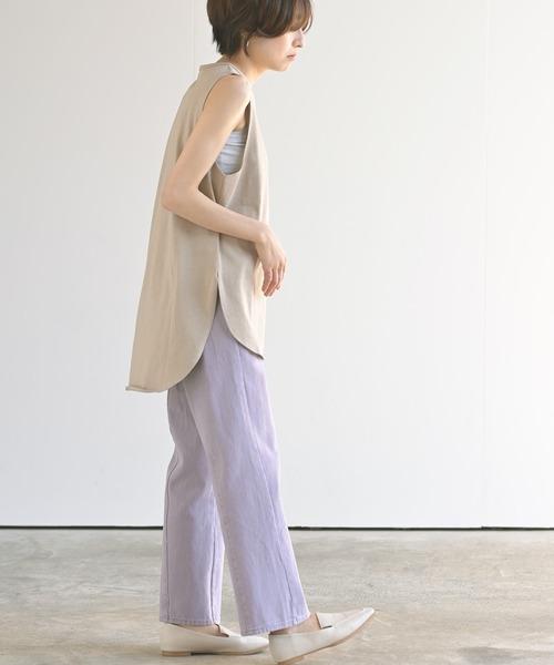 rps(アールピーエス)の「ラウンドヘムノースリーブTee(Tシャツ/カットソー・レディース・パープル/オフホワイト/ブラック/グレイッシュベージュ/ブラウン/チャコールグレー・M)」の10枚目の写真