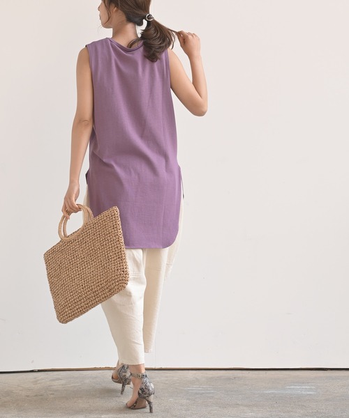 rps(アールピーエス)の「ラウンドヘムノースリーブTee(Tシャツ/カットソー・レディース・パープル/オフホワイト/ブラック/グレイッシュベージュ/ブラウン/チャコールグレー・M)」の19枚目の写真