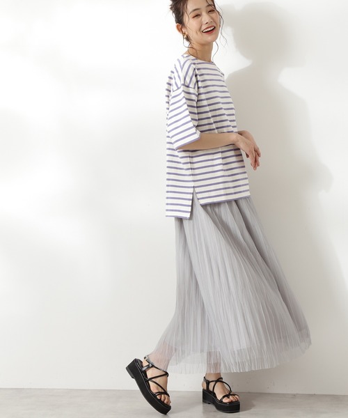 N.（N. Natural Beauty Basic）（エヌエヌナチュラルビューティーベーシック）の「ワッシャーチュールスカート（スカート・レディース・グレー/ピンク/ホワイト・MEDIUM）」の2枚目の写真