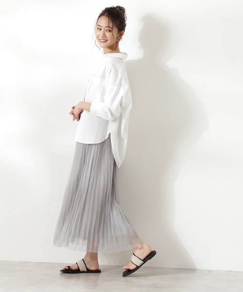 N.（N. Natural Beauty Basic）（エヌエヌナチュラルビューティーベーシック）の「ワッシャーチュールスカート（スカート・レディース・グレー/ピンク/ホワイト・MEDIUM）」の19枚目の写真