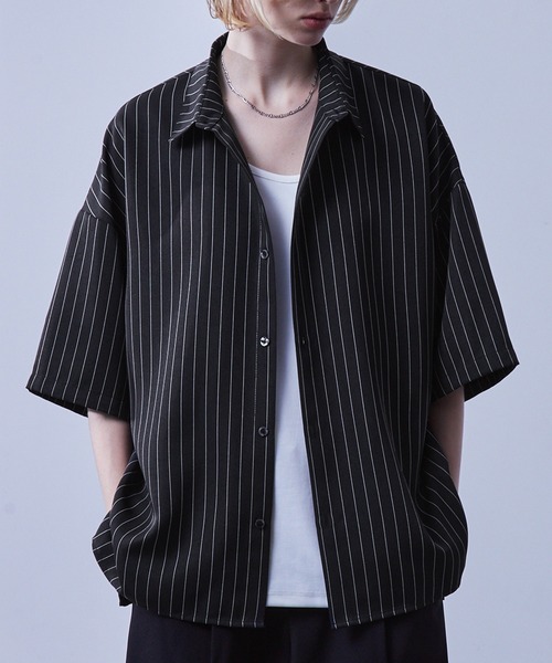 【EDDEN ELLEN】ドレープルーズシャツ M Loose⁄ルース ドレープトロミ ルーズシャツ M チャコールグレー LOOSE