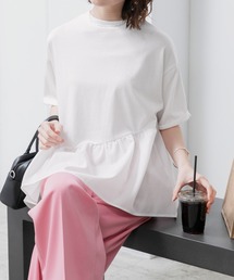 BONLECILL | アシンメトリーブラウス ドッキング ペプラム 半袖カットソー(Tシャツ/カットソー)