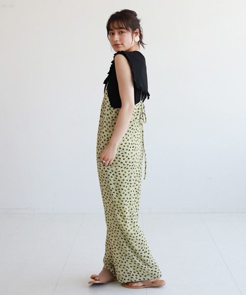 SLOBE citron.(スローブシトロン)の「SLOBE citron. ヴィンテージプリントキャミサロペット◆(サロペット/オーバーオール・レディース・ベージュ/イエロー・FREE)」の6枚目の写真