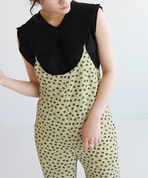 SLOBE citron.(スローブシトロン)の「SLOBE citron. ヴィンテージプリントキャミサロペット◆(サロペット/オーバーオール・レディース・ベージュ/イエロー・FREE)」の16枚目の写真