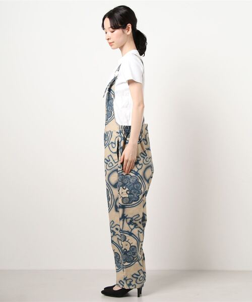 ScoLar（スカラー）の「ネオンスカラーちゃん柄 綿麻サロペット（サロペット/オーバーオール・レディース・ブラック/ベージュ・M）」の3枚目の写真