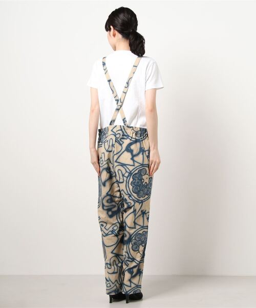 ScoLar（スカラー）の「ネオンスカラーちゃん柄 綿麻サロペット（サロペット/オーバーオール・レディース・ブラック/ベージュ・M）」の4枚目の写真