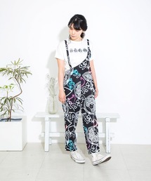 ネオンスカラーちゃん柄 綿麻サロペット