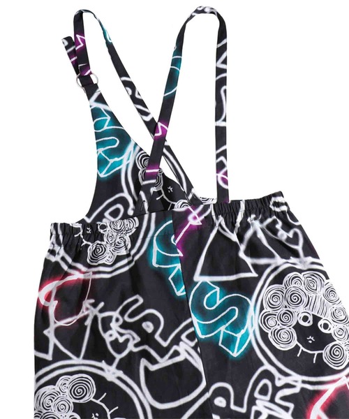 ScoLar（スカラー）の「ネオンスカラーちゃん柄 綿麻サロペット（サロペット/オーバーオール・レディース・ブラック/ベージュ・M）」の14枚目の写真