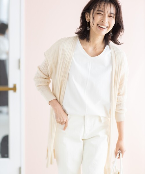 THE SHOP TK (ザ ショップ ティーケー )の「◆シアーリブトッパーカーディガン(カーディガン/ボレロ・レディース・チャコールグレー/ワインレッド/ライトベージュ・12/13)」の2枚目の写真