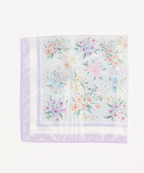 Samantha Thavasa(サマンサタバサ)の「新オリジナルフラワー柄スカーフ(バンダナ/スカーフ・レディース・ライトグレー/ライトブルー・FREE)」の4枚目の写真