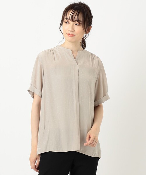 J.PRESS Ladies（J.プレス レディス）の「【WEB限定・洗える・イージーケア】MEMORIAジャカード ブラウス（シャツ/ブラウス・レディース・ベージュ系/ネイビー系/ダルブルー系・XS）」の8枚目の写真
