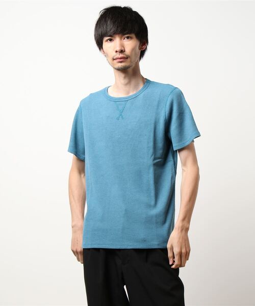Hub&Spoke(ハブアンドスポーク)の「ピグメントワッフルTee(Tシャツ/カットソー・メンズ・ブルー/ネイビー・MEDIUM/LARGE/X-LARGE)」の1枚目の写真