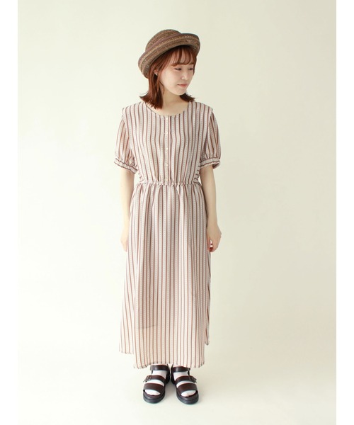 ehka sopo（エヘカソポ）の「ストライプ花柄ワンピース（ワンピース・レディース・グリーン/サックスブルー/ブラウン・ﾌﾘ-）」の7枚目の写真