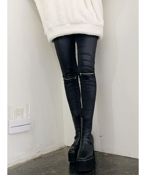 GYDA(ジェイダ)の「KNEE ZIP レギンス(その他パンツ・レディース・ブラック・SMALL)」の4枚目の写真