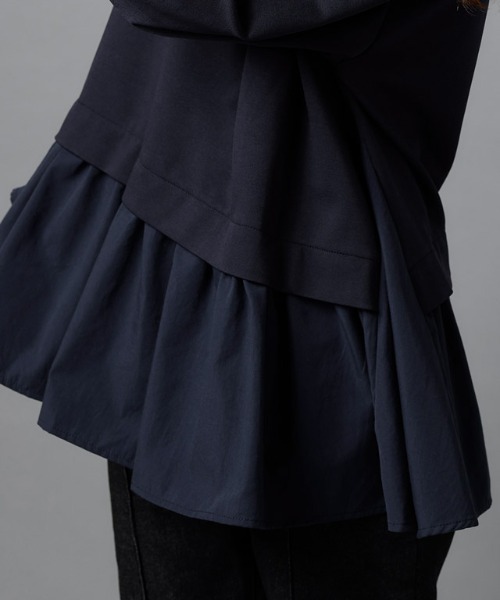 Pierrot(ピエロ)の「布帛ドッキングプルオーバー(Tシャツ/カットソー・レディース・ライトグレー/オフホワイト/ネイビー/ブラック・M/L)」の7枚目の写真