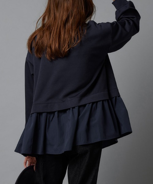 Pierrot(ピエロ)の「布帛ドッキングプルオーバー(Tシャツ/カットソー・レディース・ライトグレー/オフホワイト/ネイビー/ブラック・M/L)」の14枚目の写真