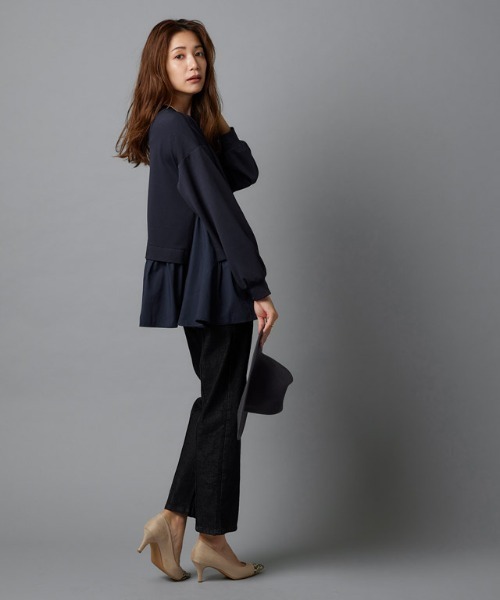 Pierrot(ピエロ)の「布帛ドッキングプルオーバー(Tシャツ/カットソー・レディース・ライトグレー/オフホワイト/ネイビー/ブラック・M/L)」の9枚目の写真