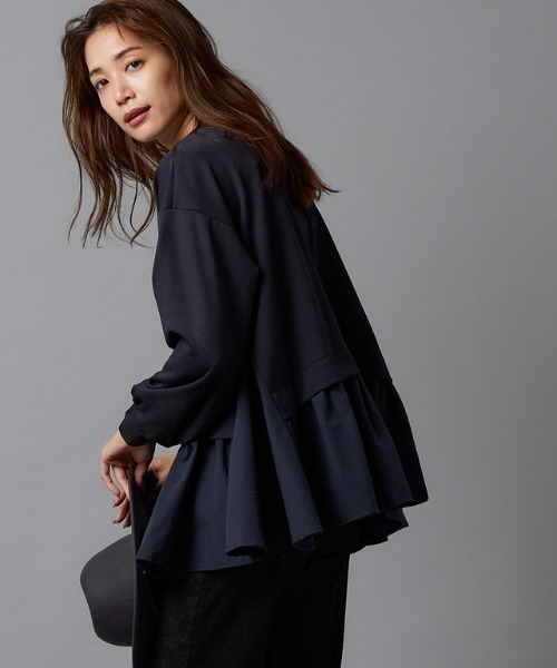 Pierrot(ピエロ)の「布帛ドッキングプルオーバー(Tシャツ/カットソー・レディース・ライトグレー/オフホワイト/ネイビー/ブラック・M/L)」の15枚目の写真