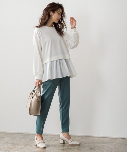 Pierrot(ピエロ)の「布帛ドッキングプルオーバー(Tシャツ/カットソー・レディース・ライトグレー/オフホワイト/ネイビー/ブラック・M/L)」の19枚目の写真