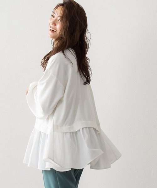 Pierrot(ピエロ)の「布帛ドッキングプルオーバー(Tシャツ/カットソー・レディース・ライトグレー/オフホワイト/ネイビー/ブラック・M/L)」の21枚目の写真