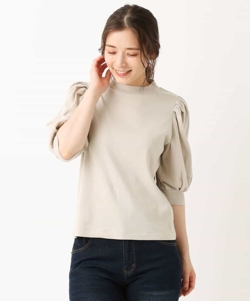 MK MICHEL KLEIN（エムケーミッシェルクラン）の「ボリュームスリーブ カットソー/洗える（Tシャツ/カットソー・レディース・ブラック/グリーン/グレイッシュベージュ・38）」の7枚目の写真