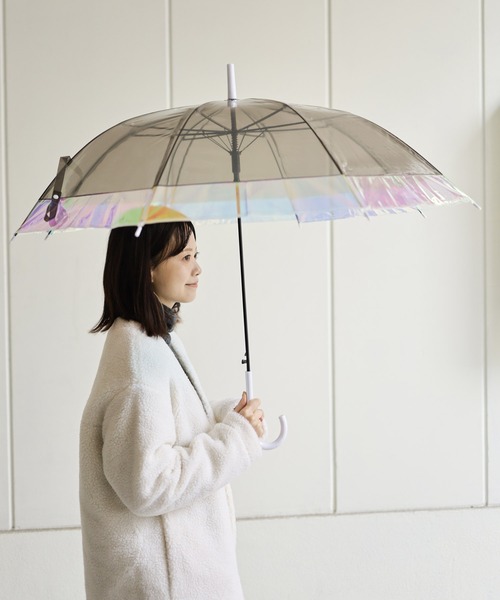 SESTO（セスト）の「gu21aw/オーロラ切継ぎビニール傘60cm（長傘・レディース・グレー/ピンク/クリア・ONE SIZE）」の2枚目の写真