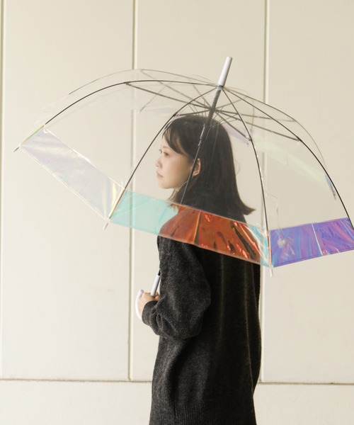 SESTO（セスト）の「gu21aw/オーロラ切継ぎビニール傘60cm（長傘・レディース・グレー/ピンク/クリア・ONE SIZE）」の3枚目の写真