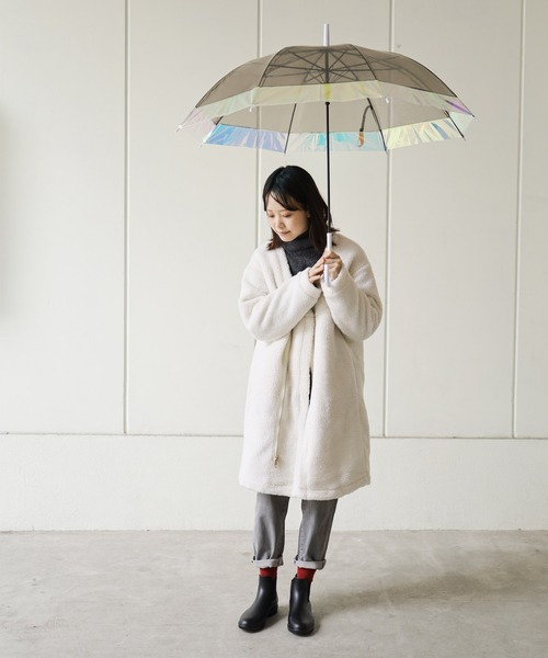 SESTO（セスト）の「gu21aw/オーロラ切継ぎビニール傘60cm（長傘・レディース・グレー/ピンク/クリア・ONE SIZE）」の5枚目の写真