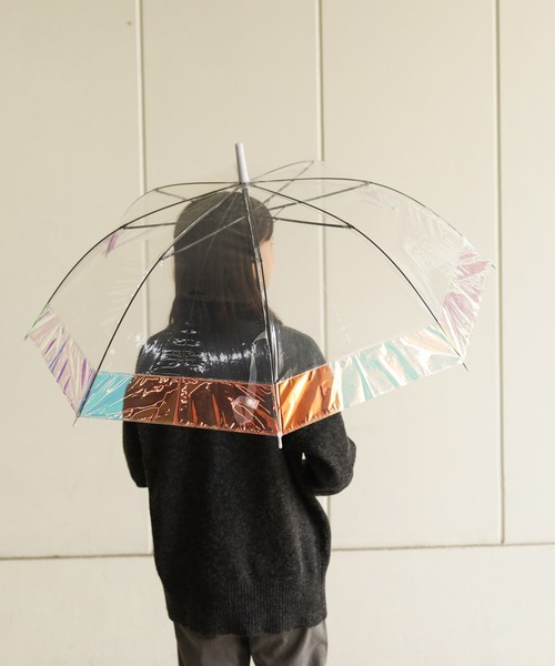 SESTO（セスト）の「gu21aw/オーロラ切継ぎビニール傘60cm（長傘・レディース・グレー/ピンク/クリア・ONE SIZE）」の7枚目の写真