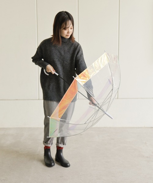 SESTO（セスト）の「gu21aw/オーロラ切継ぎビニール傘60cm（長傘・レディース・グレー/ピンク/クリア・ONE SIZE）」の8枚目の写真