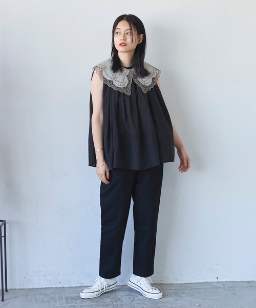 Libra Cue（リブラ キュー）の「リラックスコットンテーパードパンツ（その他パンツ・レディース・ブラック/レッド/グリーン/アイボリー・FREE）」の9枚目の写真